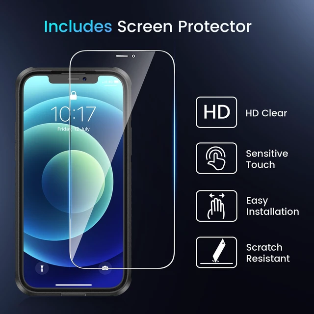 Alt view image 3 of 7 - for iPhone 12 & 12 Pro Case with Stand and Screen Protector Blue | Compatible with MagSafe, Built-in Hidden Kickstand, Solid Protective Dual-layer TPU+PC Shockproof Magnetic Phone Cover