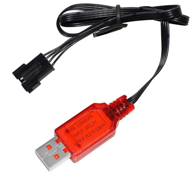 Alt view image 4 of 4 - High Speed 7.4V Lithium Battery Charger, USB Charging Cable for Remote Control Cars with SM 4P Reverse Plug Protection