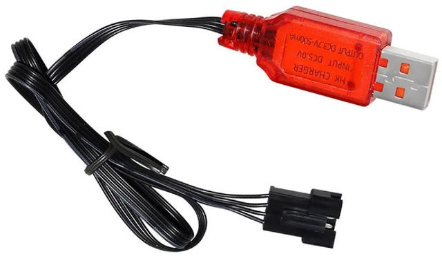 Alt view image 2 of 4 - High Speed 7.4V Lithium Battery Charger, USB Charging Cable for Remote Control Cars with SM 4P Reverse Plug Protection
