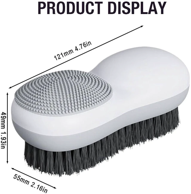 Alt view image 3 of 6 - Laundry Stain Brush Two-Side Soft Bristle Scrub Brush for Stain Removal Silicone Household Clothes Washing Brush Dual-use Scrubbing Brush for Clothes Underwear, 1 Pack (White)