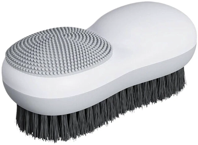 Alt view image 2 of 6 - Laundry Stain Brush Two-Side Soft Bristle Scrub Brush for Stain Removal Silicone Household Clothes Washing Brush Dual-use Scrubbing Brush for Clothes Underwear, 1 Pack (White)