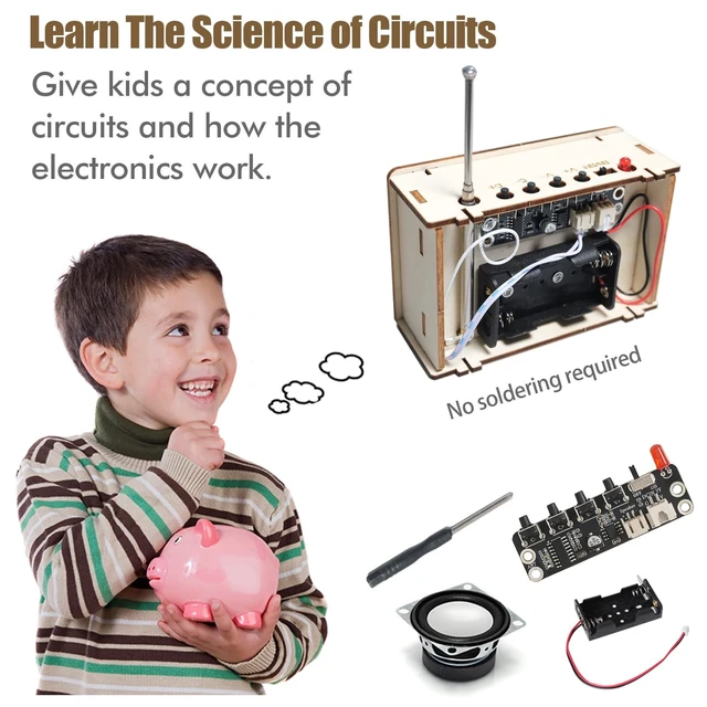 Alt view image 6 of 7 - DIY Radio Building Science Kit STEM Educational Toy Electronic Circuit Engineering Project Cool Gadget Birthday Gift for Kids Teens Boys Girls Ages 6 8 10 12 14 Year Old Student Activities