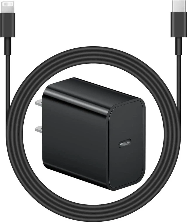 Main image of 20W PD Super Fast Wall Charger with 6FT Charging Cable Black Type C Power Delivery Adapter High Speed Sync Cord for Apple iPhone 14 13 12 11 Pro Max Mini iPad Air Tablet Travel Office Home Use