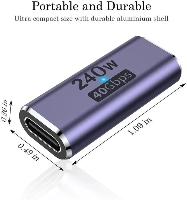 Alt view image 2 of 7 - 2-Pack 40Gbps USB-C Coupler, 240W PD 3.1 Type-C Female to Female Adapter, 8K@60Hz Video Extender, Thunderbolt 4/3 Compatible