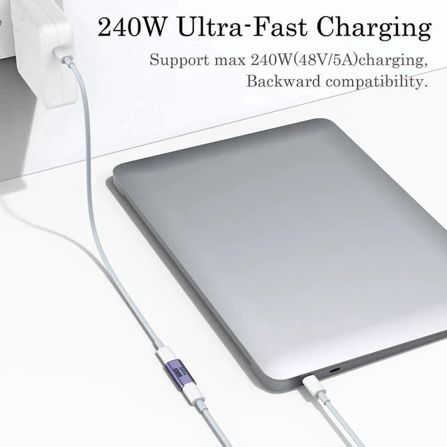 Alt view image 4 of 7 - 2-Pack 40Gbps USB-C Coupler, 240W PD 3.1 Type-C Female to Female Adapter, 8K@60Hz Video Extender, Thunderbolt 4/3 Compatible