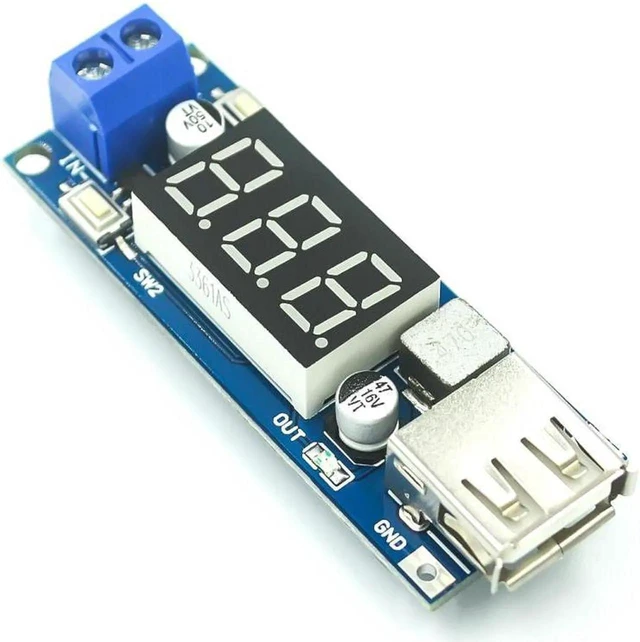Alt view image 2 of 3 - DC to DC Step Down Buck Converter Module LED Digital Voltmeter Display 6.5 to 40V Input 5V 2A Output USB Charger Power Supply Port for DIY Electronic Arduino Car Battery Phone Maker Project