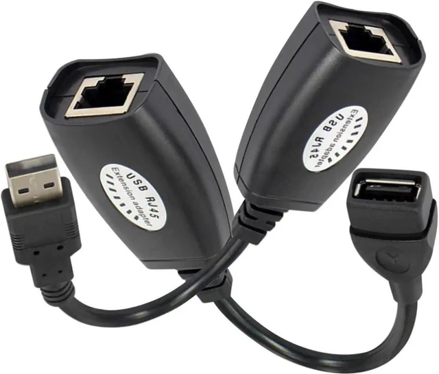 Main image of USB 2.0 to RJ45 Extender Adapter (1 Pair), USB over Cat5/Cat5e/Cat6 Ethernet Cable Extension Kit, up to 150ft for Webcam, Mouse & Keyboard