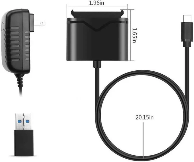 Alt view image 6 of 7 - 2-in-1 USB 3.0 & Type-C to SATA III Hard Drive Adapter, 5Gbps External Converter for 2.5"/3.5" HDD/SSD with 12V/2A Power Supply (UASP Supported)
