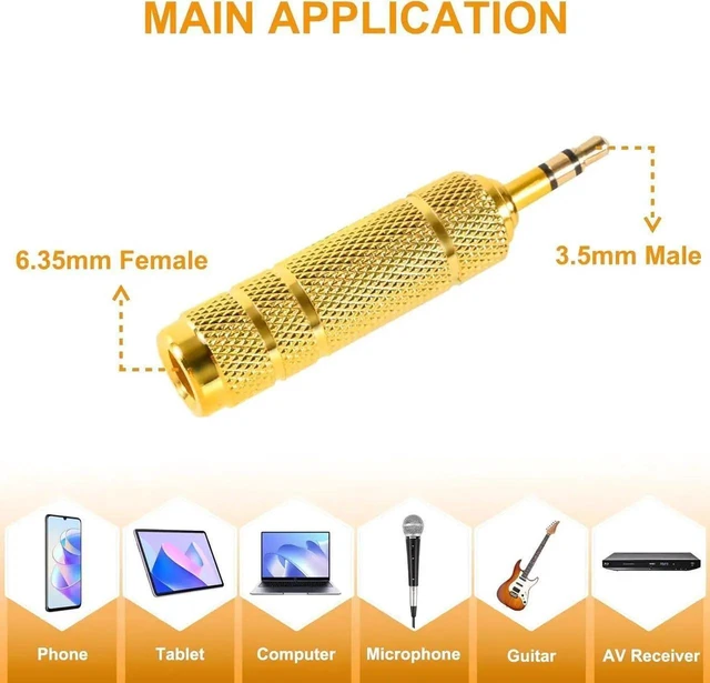 Alt view image 4 of 6 - 4 Pack 3.5mm 6.35mm Audio Jack Adapter Male Female TRS Stereo Plug Converter Connector Set HiFi Lossless Sound Transmission Durable Metal Alloy for Headphone Guitar Amplifier Mixing Console Studio