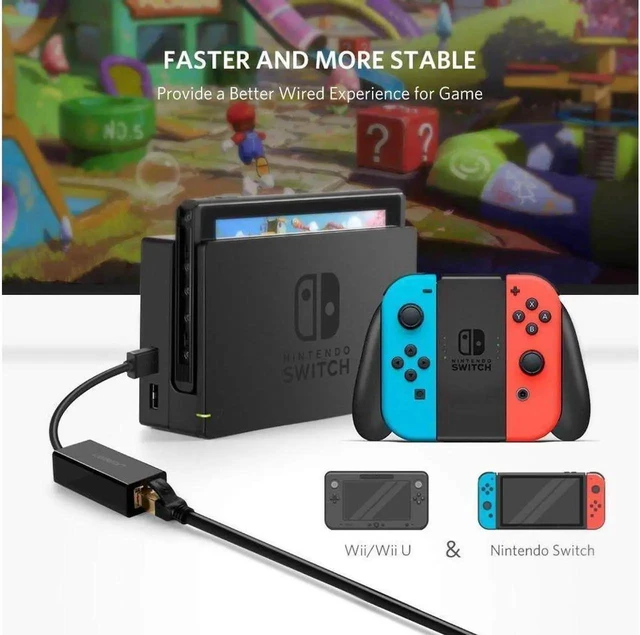Alt view image 6 of 7 - USB 2.0 to 10/100 Fast Ethernet Adapter for Nintendo Switch & Wii U, RJ45 Wired LAN Network Dongle with ASIX AX88772 Chip (Black)