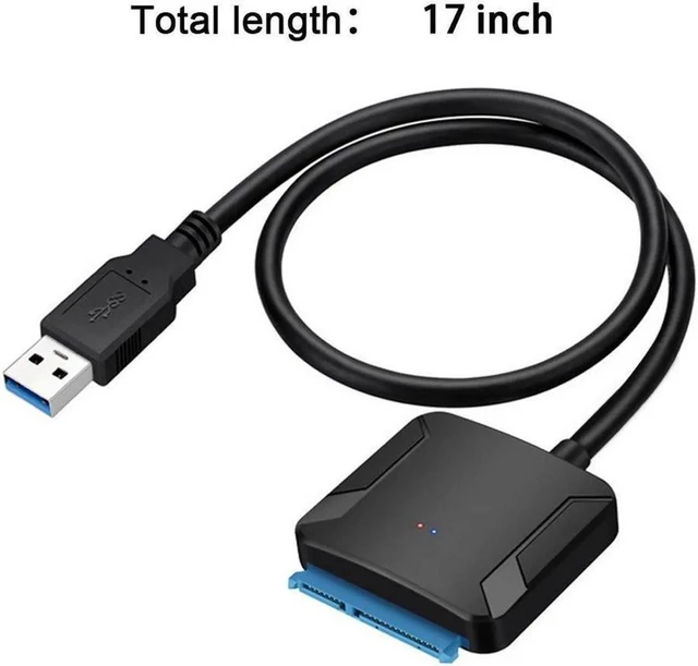 Alt view image 2 of 7 - USB 3.0 to SATA III Hard Drive Adapter Cable for 2.5/3.5 Inch HDD/SSD, 5Gbps 22-Pin External Converter with 12V/2A Power Supply