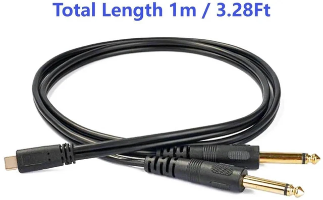 Alt view image 2 of 6 - USB-C to Dual 1/4" TS Audio Cable (3.3ft/1m), Type-C to 6.35mm Male Stereo Breakout Y-Splitter for Mixer, Amplifier & Speaker