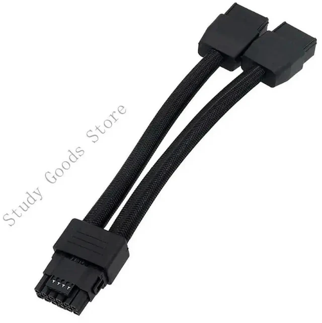 Main image of 12VHPWR 16-Pin to 2x 8-Pin PCIe GPU Power Cable, Sleeved ATX 3.0 Extension Adapter for RTX 4070 Ti / 4080 / 3090 Ti
