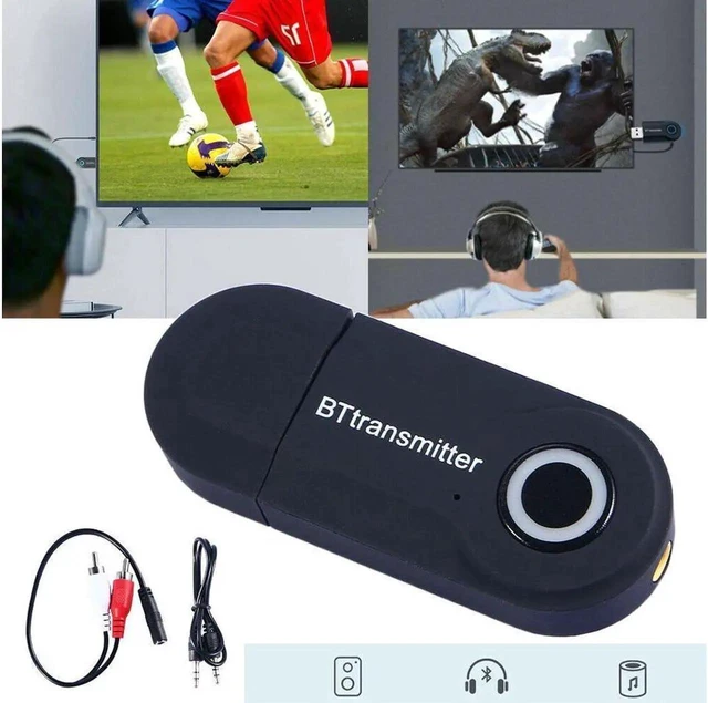 Alt view image 4 of 6 - Wireless Bluetooth 5.0 Audio Transmitter Adapter 3.5mm AUX RCA USB Power Dongle A2DP Stereo Sound Low Latency Converter for PC Desktop Laptop TV Car Speaker Home Theater Music Streaming Headphone