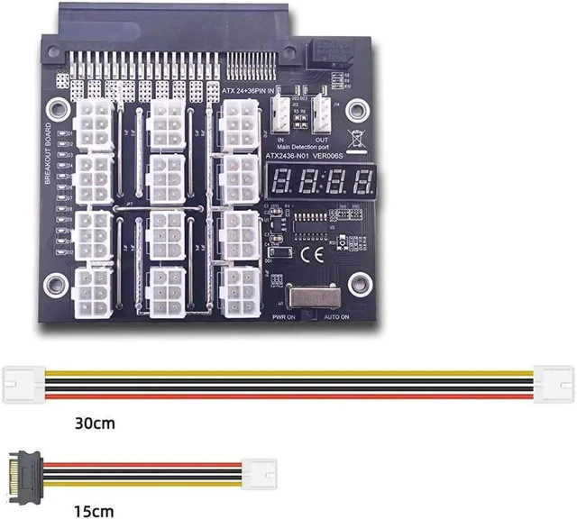 Alt view image 3 of 6 - GPU Server PSU Power Supply Breakout Board 750W 1100W 2000W Converter Module 12 Port 12V 6 Pin PCIe Cable Adapter for Crypto BTC Mining Rig ASIC Miner Graphic Card Expansion Setup Accessories