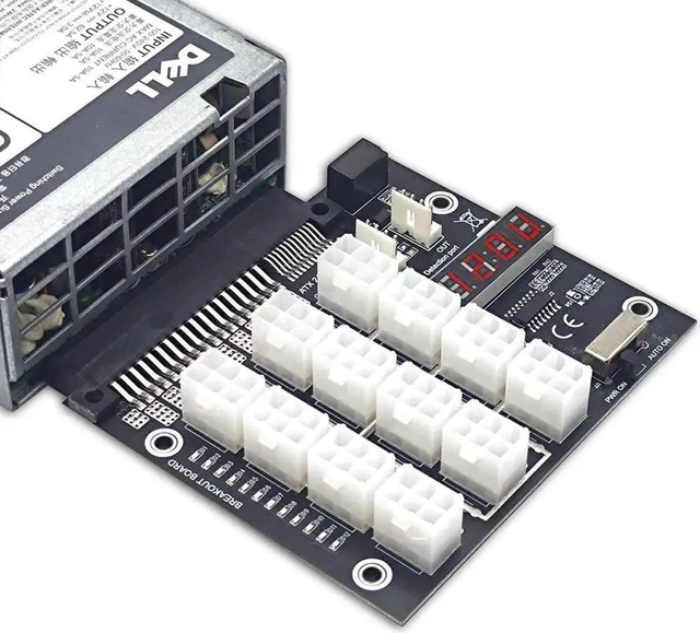 Alt view image 4 of 6 - GPU Server PSU Power Supply Breakout Board 750W 1100W 2000W Converter Module 12 Port 12V 6 Pin PCIe Cable Adapter for Crypto BTC Mining Rig ASIC Miner Graphic Card Expansion Setup Accessories