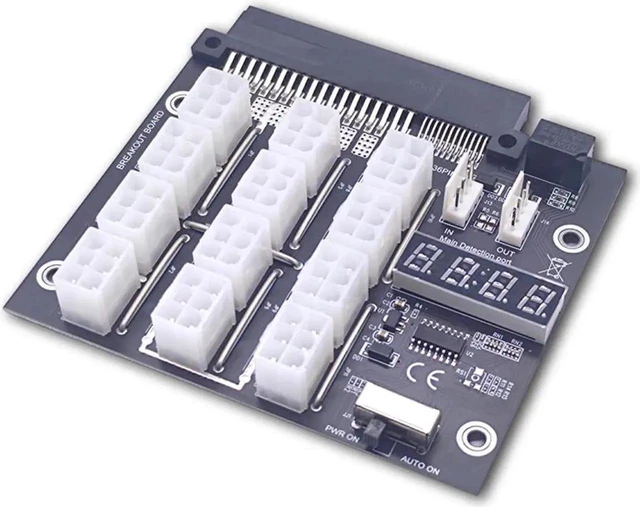 Alt view image 6 of 6 - GPU Server PSU Power Supply Breakout Board 750W 1100W 2000W Converter Module 12 Port 12V 6 Pin PCIe Cable Adapter for Crypto BTC Mining Rig ASIC Miner Graphic Card Expansion Setup Accessories