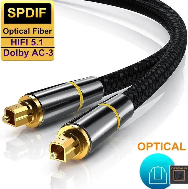 Main image of Toslink Digital Optical Audio Cable (3.3ft/1m), Fiber Optic S/PDIF Male to Male Cord with 24K Gold-Plated Connectors for Soundbar, TV & Home Theater