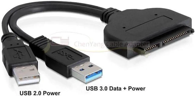 Alt view image 3 of 3 - USB 3.0 to SATA III Hard Drive Adapter Cable, 22-Pin 5Gbps External Converter with Extra USB Power Cable (For 2.5" SSD/HDD ONLY)