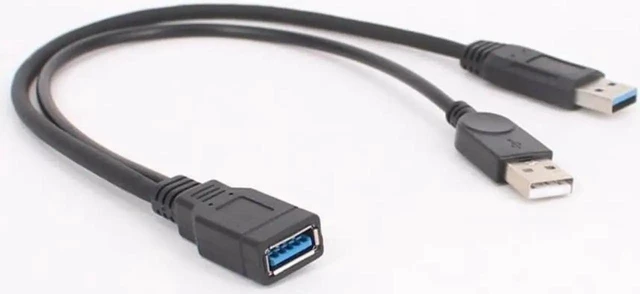 Alt view image 3 of 4 - USB 3.0 Y-Splitter Cable (Dual USB-A Male to Female), 5Gbps Data Extender with Extra Power Cord for 2.5" HDD & External DVD Drive