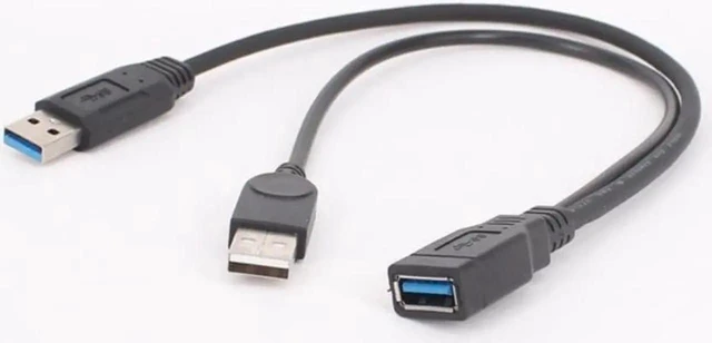 Alt view image 4 of 4 - USB 3.0 Y-Splitter Cable (Dual USB-A Male to Female), 5Gbps Data Extender with Extra Power Cord for 2.5" HDD & External DVD Drive