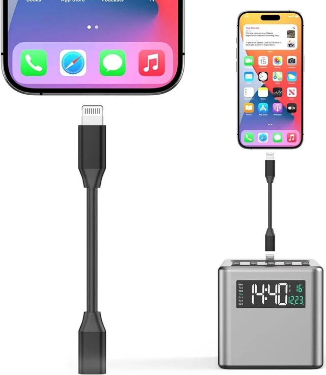 Alt view image 2 of 7 - 1ft Lightning Male to Female Extension Cable, 8-Pin Charge & Data Sync Extender Cord for Thick Cases / Docks (iPhone 14 & Older), Black