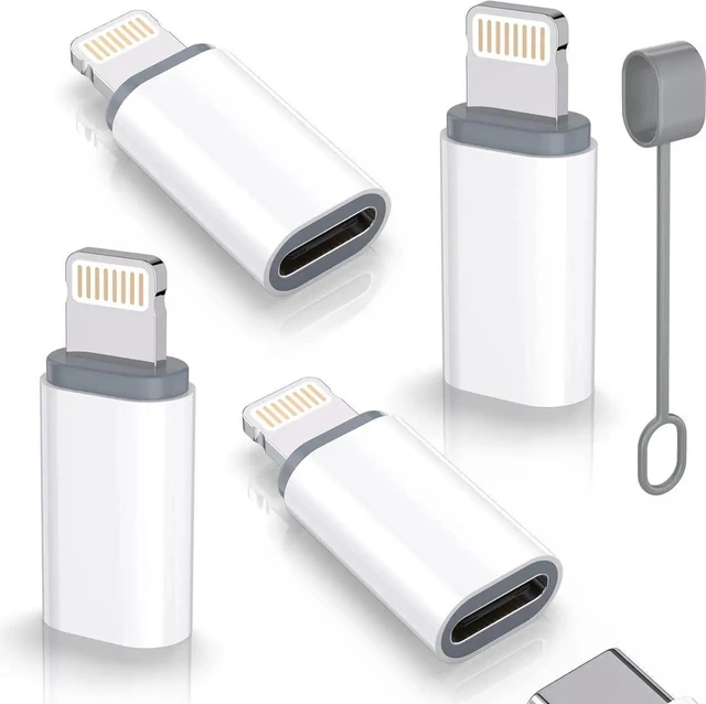 Main image of 4 Pack MFi Certified USB Type C to Lightning Adapter 27W Fast Charging Data Sync Converter Dongle Anti Lost Loop Lanyard No Audio OTG for iPhone 14 13 12 11 Pro Max iPad AirPods Car Charger