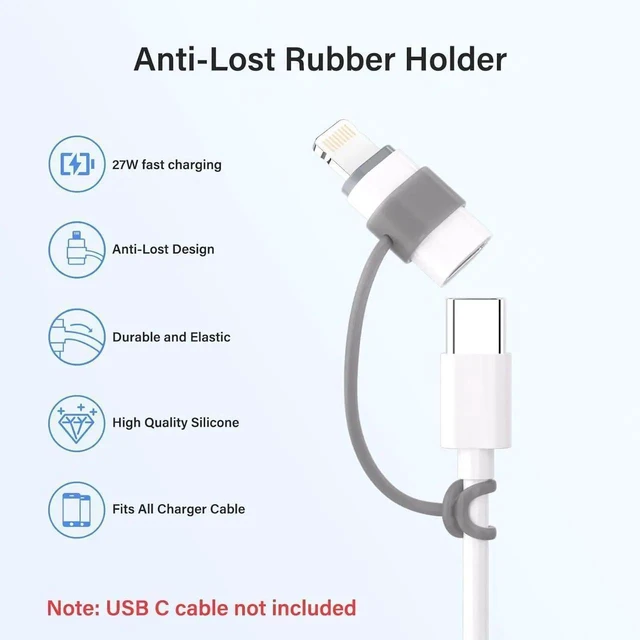 Alt view image 2 of 7 - 4 Pack MFi Certified USB Type C to Lightning Adapter 27W Fast Charging Data Sync Converter Dongle Anti Lost Loop Lanyard No Audio OTG for iPhone 14 13 12 11 Pro Max iPad AirPods Car Charger