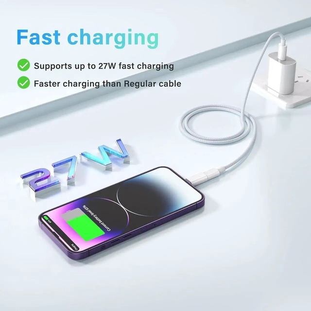 Alt view image 3 of 7 - 4 Pack MFi Certified USB Type C to Lightning Adapter 27W Fast Charging Data Sync Converter Dongle Anti Lost Loop Lanyard No Audio OTG for iPhone 14 13 12 11 Pro Max iPad AirPods Car Charger