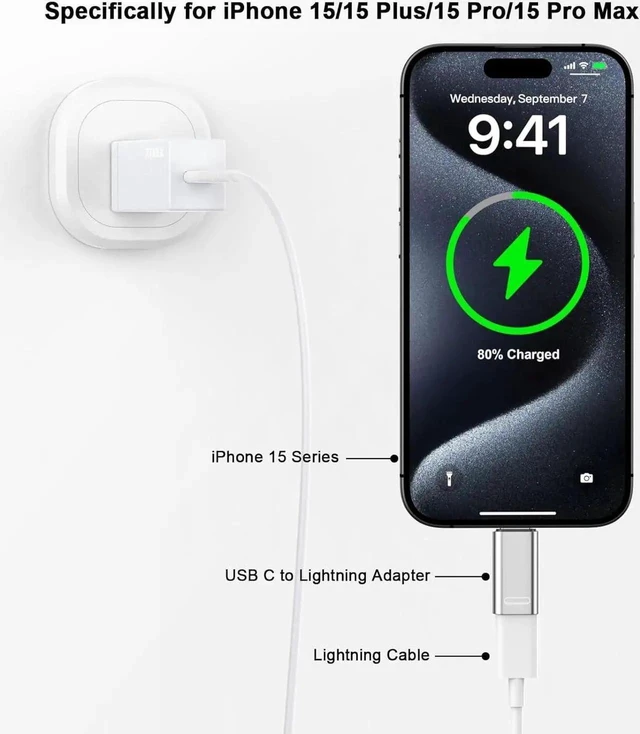 Alt view image 4 of 5 - 2 Pack MFi Certified Lightning to USB C Adapter Female to Type C Male Connector Fast Charging Data Sync Transfer Converter Dongle PD Power Delivery for iPhone 15/Mini/15 Pro/15 Pro Max/iPad Pro/Air