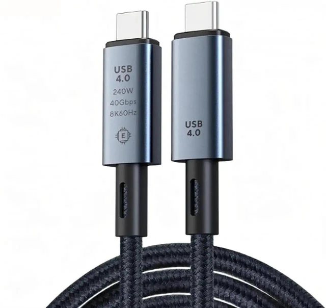 Main image of 40Gbps USB 4 Type C to Type C Cord 1.5ft 0.5M 240W PD Fast Charging 8K 60Hz Video Audio Data Sync Transfer Wire Hub Adapter Reversible Connector for PC Laptop Desktop Monitor Gaming Console TVs