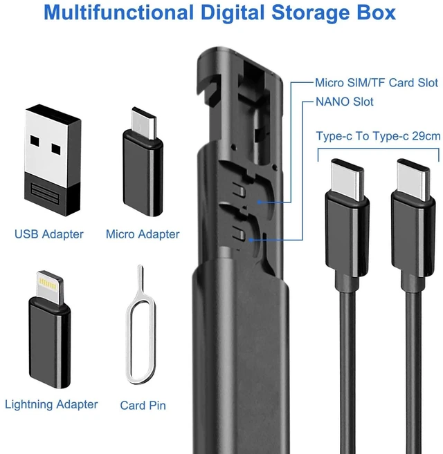Alt view image 2 of 7 - 60W PD All in One Multi USB Charging Adapter Cable Cord Kit Box Type C to USB A Micro 8 Pin Converter Fast Data Transfer Connector Storage Case for Travel Business Mobile Phone Tablet Laptop PC