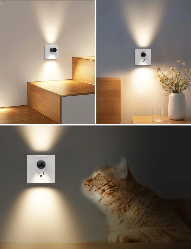 Alt view image 7 of 7 - 2 Pack Compact Plug In LED Night Light Dusk to Dawn Sensor 100LM 2700K Soft Warm White Auto Smart Wall Lamp Fixture Energy Saving Indoor Glow for Bedroom Hallway Bathroom Stairs Kitchen Home