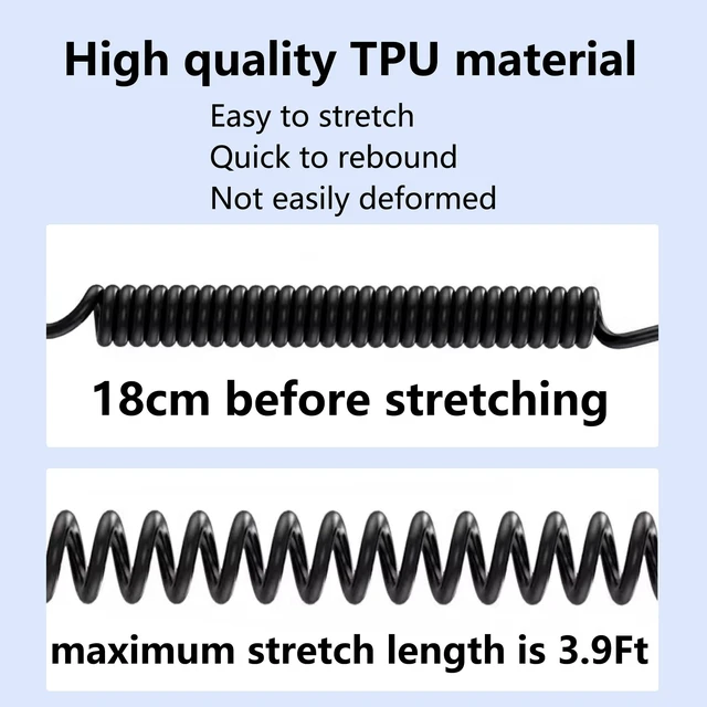 Alt view image 5 of 7 - Right Angle Coiled USB A to Type C Cable 90 Degree Retractable 6A Fast Charging Cord Blind Plug Data Sync Spring Wire Adapter Power Charger Line Charge and Sync for Car, Phone 15/16,S23,Carplay-4.9Ft