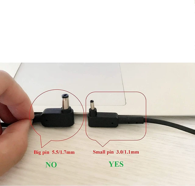 Alt view image 2 of 6 - 45W 19V 2.37A AC Adapter Power Supply Charger 3.0 1.1mm Small Pin Battery Cord AO1 131 AO1 431 C730 C738T C810 Replacement Unit Main Cable Wire for Cloudbook Chromebook Laptop Computer Notebook