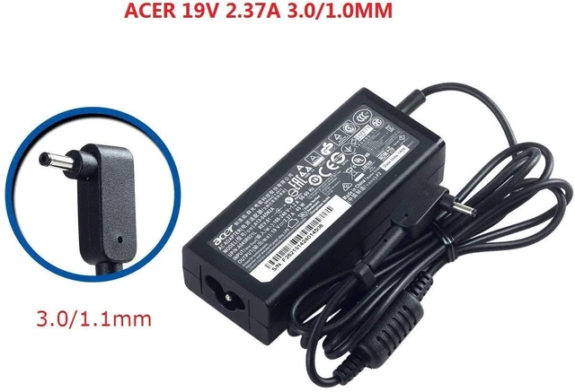 Alt view image 4 of 6 - 45W 19V 2.37A AC Adapter Power Supply Charger 3.0 1.1mm Small Pin Battery Cord AO1 131 AO1 431 C730 C738T C810 Replacement Unit Main Cable Wire for Cloudbook Chromebook Laptop Computer Notebook