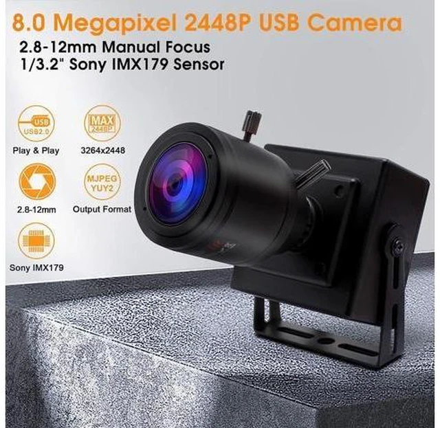 Alt view image 3 of 6 - 8MP 2448P HD USB Web Camera 2.8-12mm Varifocal Lens Manual Zoom Focus IMX179 Sensor M12 Mount Portable Metal Case Bracket Module High Definition for PC Laptop Computer Machine Vision Inspection