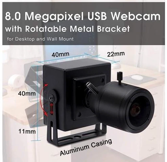 Alt view image 5 of 6 - 8MP 2448P HD USB Web Camera 2.8-12mm Varifocal Lens Manual Zoom Focus IMX179 Sensor M12 Mount Portable Metal Case Bracket Module High Definition for PC Laptop Computer Machine Vision Inspection
