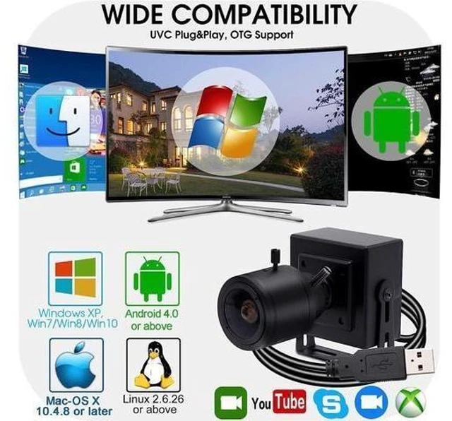 Alt view image 6 of 6 - 8MP 2448P HD USB Web Camera 2.8-12mm Varifocal Lens Manual Zoom Focus IMX179 Sensor M12 Mount Portable Metal Case Bracket Module High Definition for PC Laptop Computer Machine Vision Inspection