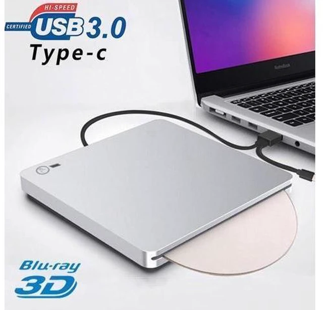 Main image of External Blu Ray Burner Drive USB 3.0 Type C Dual Port One Touch Pop Up CD DVD BD RW ROM Player Reader Writer Rewriter Portable Optical Device Support WindowsXP/7810 MacOS Linux MacBook Laptop Desktop