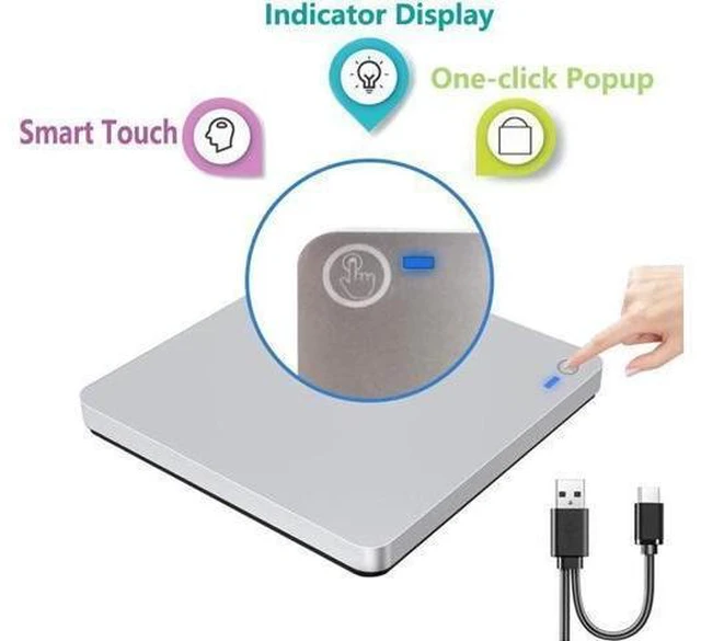Alt view image 7 of 7 - External Blu Ray Burner Drive USB 3.0 Type C Dual Port One Touch Pop Up CD DVD BD RW ROM Player Reader Writer Rewriter Portable Optical Device Support WindowsXP/7810 MacOS Linux MacBook Laptop Desktop