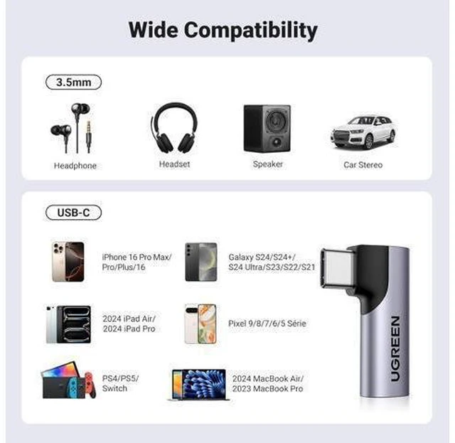 Alt view image 2 of 7 - USB C to 3.5mm Audio Adapter Type C Aux Headphone Jack DAC Chip Stereo Mic HiFi Right Angle Dongle Converter Cord Wire Extension Cable Connector for Universal Smartphone Tablet Mobile Devices PC