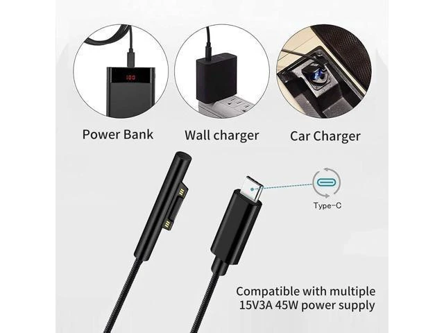 Alt view image 4 of 7 - USB-C to Surface Connect Charging Adapter (Requires 15V/3A 45W+ PD Charger), Type-C Fast Charge Cable for Surface Pro, Go & Laptop