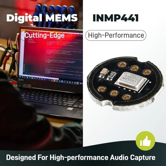 Alt view image 2 of 6 - 3-Pack INMP441 MEMS Omnidirectional Microphone, I2S Digital Audio Interface Module (24-Bit) for ESP32 & IoT Voice Projects