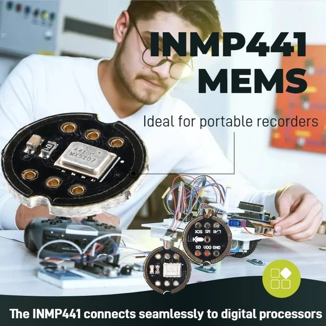 Alt view image 6 of 6 - 3-Pack INMP441 MEMS Omnidirectional Microphone, I2S Digital Audio Interface Module (24-Bit) for ESP32 & IoT Voice Projects