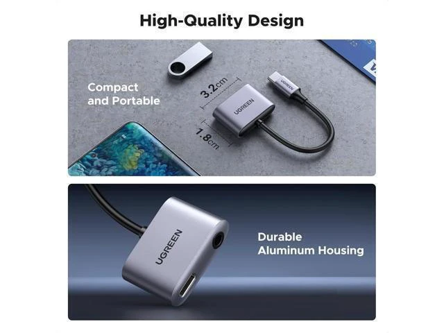 Alt view image 4 of 7 - USB C to 3.5mm Headphone and Charger Adapter 2 in 1 Type C Aux Audio Jack PD 60W Fast Charging Dongle Splitter Converter Connector Wire Cord for Headphone Earbud Compatible with S25/24 Ultra iPad Pro