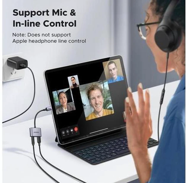 Alt view image 6 of 7 - USB C to 3.5mm Headphone and Charger Adapter 2 in 1 Type C Aux Audio Jack PD 60W Fast Charging Dongle Splitter Converter Connector Wire Cord for Headphone Earbud Compatible with S25/24 Ultra iPad Pro
