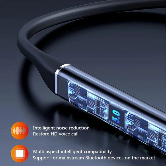 Alt view image 2 of 5 - 100 Hours Playtime Wireless Bluetooth Earphone Magnetic Neckband Headphone IPX5 Waterproof Noise Cancelling Mic Stereo Earbud Earpiece Headset for Sport Workout Running Gym Fitness Smartphone