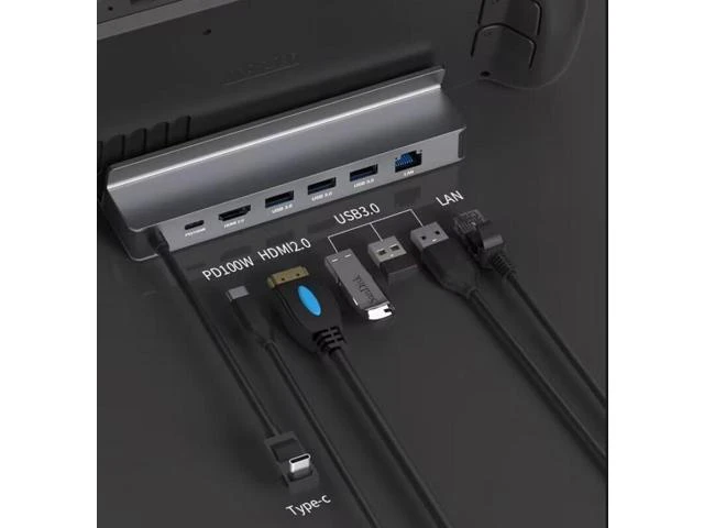 Alt view image 2 of 3 - 6-in-1 Docking Station for Handheld Consoles (Compatible with Steam Deck OLED & ROG Ally), 4K@60Hz HDMI, Gigabit Ethernet, 100W PD & 3 USB 3.0