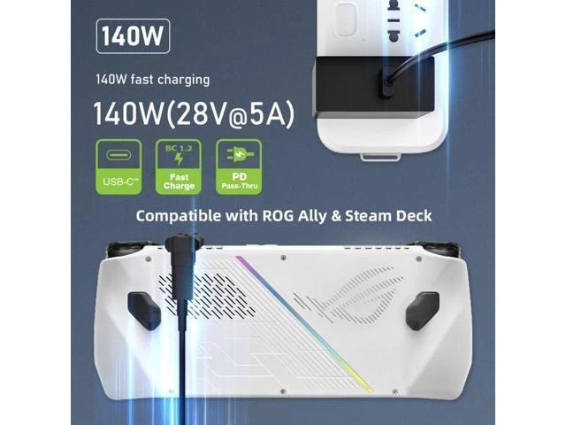 Alt view image 2 of 7 - 2-Pack 180 Degree USB-C U-Shape Adapter (Bare Console or Thin Case ONLY), 140W PD 20Gbps Type-C Extender for Steam Deck & ROG Ally
